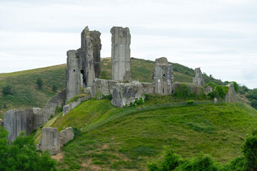 View of the ruins of Corfe Castle