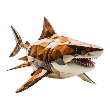 3d Low Poly Brown Shark. Generated AI