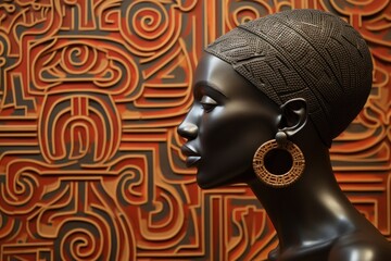 Vector banner dedicated to the celebration of black history month. female profile. - obrazy, fototapety, plakaty