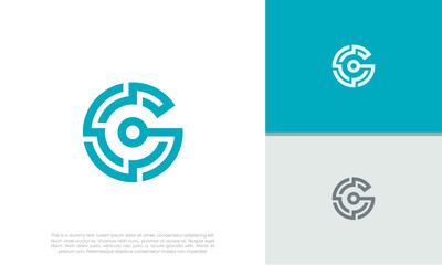 Initials G logo design. Initial Letter Logo. Innovative high tech logo template.