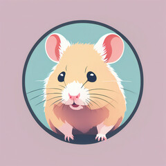 Hamster illustration, minimalist, pastel colors