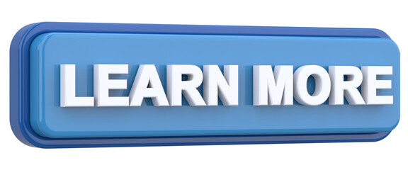 Learn more button. 3D illustration.