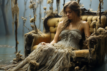 Beautiful woman portrait. Abstract concept photography gracefully capturing the essence of female creativity beauty and grace. Ai generated