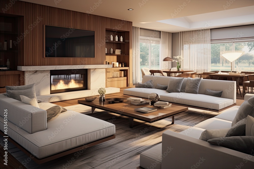 Aufkleber modern and luxurious large interiors are brought to life through the use of rendering and digital te