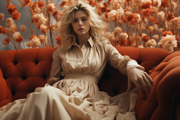 Beautiful woman portrait. Abstract concept photography gracefully capturing the essence of female creativity beauty and grace. Ai generated