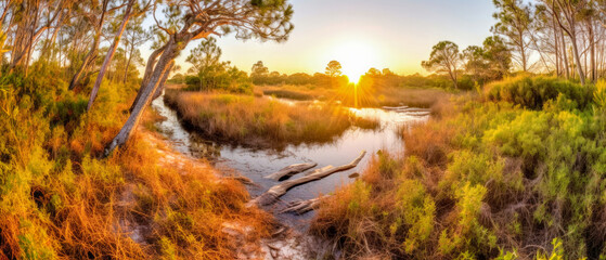 Obraz premium A beautiful swamp - Generative AI