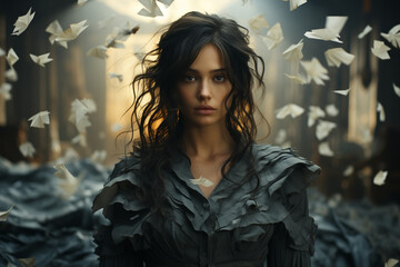 Beautiful woman portrait. Abstract concept photography gracefully capturing the essence of female creativity beauty and grace. Ai generated