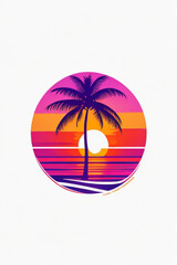 Fototapeta na wymiar Eternal Serenity Emblem Featuring Palms and Azure Seas