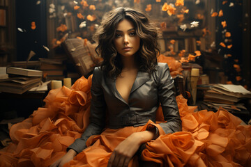 Beautiful woman portrait. Abstract concept photography gracefully capturing the essence of female creativity beauty and grace. Ai generated