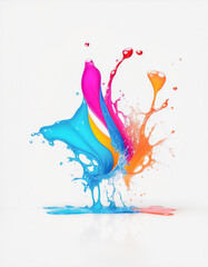 Abstract Multicolored Liquid Splash on White