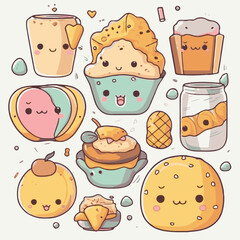 Logo vector illustration of an Kawaii Snack Food