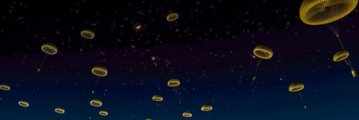 Naklejka premium Parachutes in the sky - Generative AI