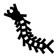 害虫、ムカデを表す塗りつぶしスタイルのアイコン