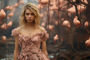 Beautiful woman portrait. Abstract concept photography gracefully capturing the essence of female creativity beauty and grace. Ai generated