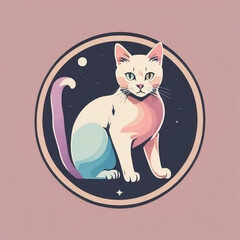 Cat illustration, detailed, pastel colors