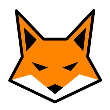 Minimalistic orange fox logo without background