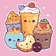 Logo vector illustration of an Kawaii Snack Food