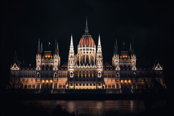 Fototapeta premium Interior of a hotel bedroom with a view of the 