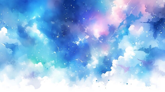 Watercolor blue haze fantastic material background. © samuneko