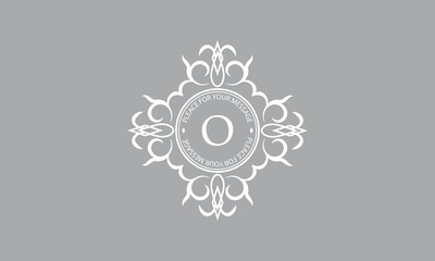 Elegant, classic vector logo with letter O in the center and space for text. Can be used for jewelry, beauty and fashion industries. Suitable for monogram, invitation, card, menu, background.