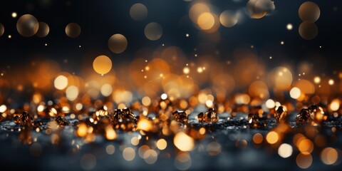 Obraz na płótnie Canvas Black background with blurred effect, sparkling golden holiday design.