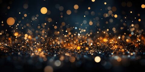 Fototapeta na wymiar Black background with blurred effect, sparkling golden holiday design.