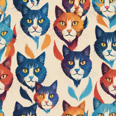 Cat illustration, detailed, vibrant colors