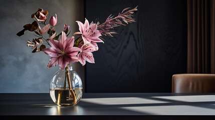 Elegance in Bloom: A Single Flower in Vase on Table