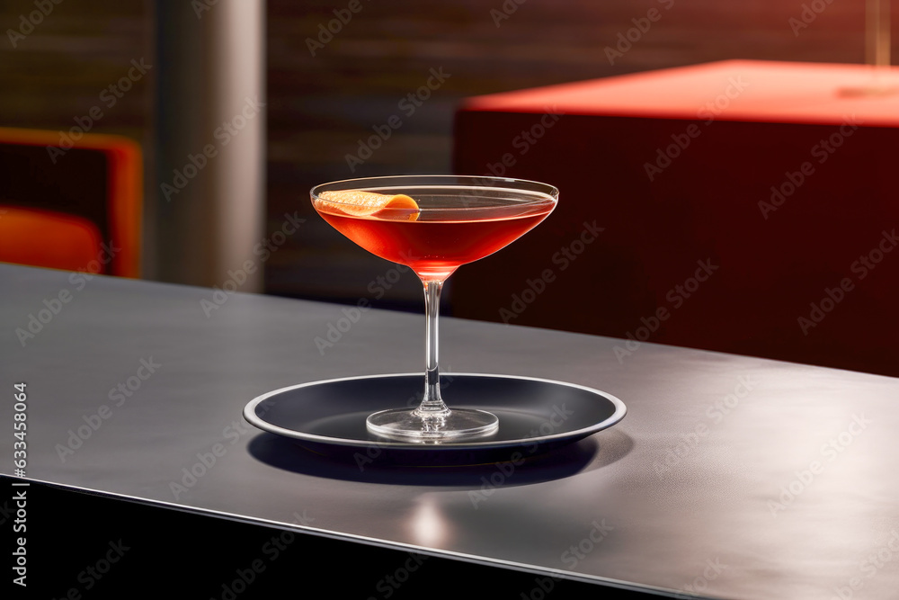 Poster cocktail on the table - generative ai