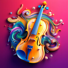 abstract background with violin, modern multicolor music background with abstract structure