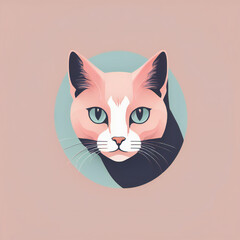 Fototapeta premium Cat illustration, minimalist, pastel colors