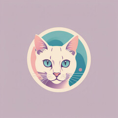 Cat illustration, minimalist, pastel colors