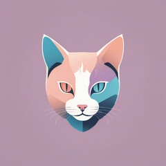 Cat illustration, minimalist, pastel colors