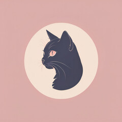 Cat illustration, minimalist, pastel colors