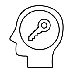 Key Of Mind Icon In Outline Style