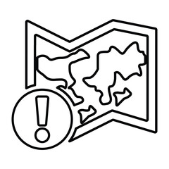 Map Alert Icon In Outline Style