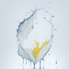 White and yellow abstract 3d splash and smudges isolated white background. Generated by AI