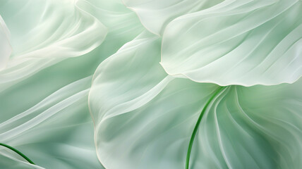 Obraz premium Abstract floral background, abstract flowers with large wavy petals, abstract flower art background, light green flower, light green flowers background, generative ai