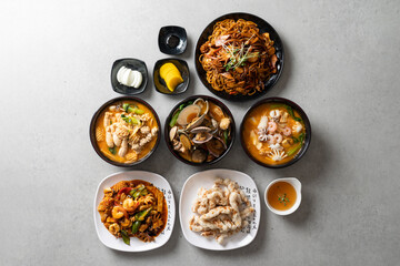 Palbochae Tangsuyuk Samseon Tray Black Bean Noodles Black Bean Noodles Clam Jjamppong Chinese Cuisine