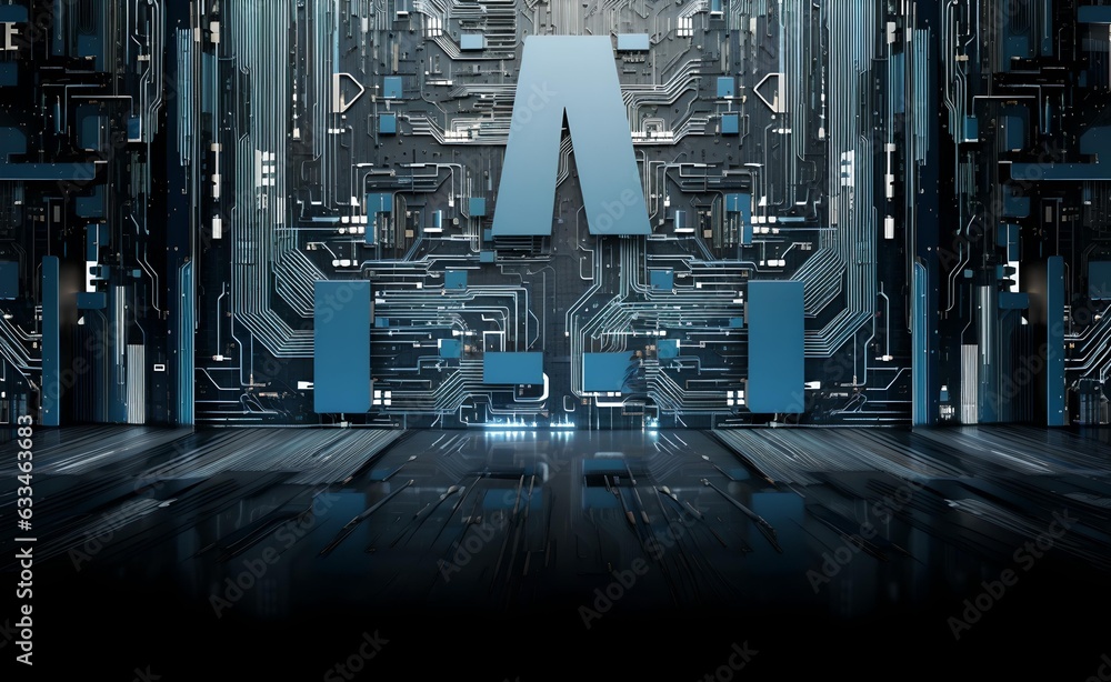 Poster abstract circuit cyberspace design. generative ai.