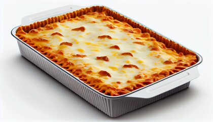 baking Lasagna on white background. Generative in ai