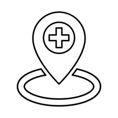 Hospital Location Icon In Outline Style