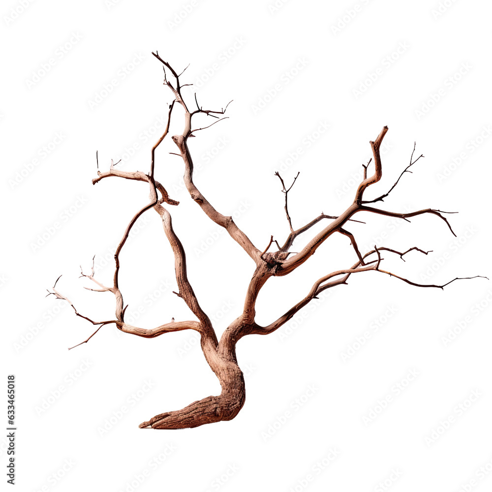 Poster Dead tree branch isolated on transparent background