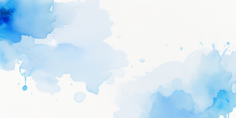 abstract soft brush painted white and blue watercolor background.