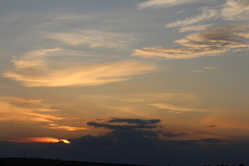 A sunset with clouds in the sky