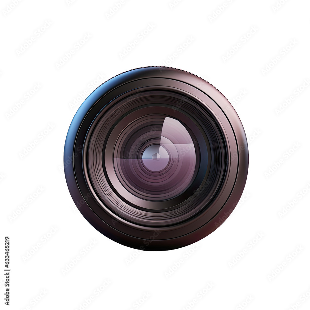 Wall mural black camera lens against transparent background