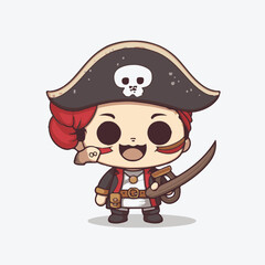 Logo vector illustration of an Kawaii Pirate