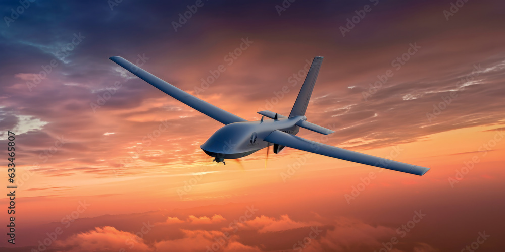 Poster drone activity in the sky - generative ai