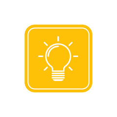 Light bulb line icon vector with square, isolated on white background, creative idea symbol, solution, thinking concept, Shining electric lighting lamp, light bulb vector illustration design.