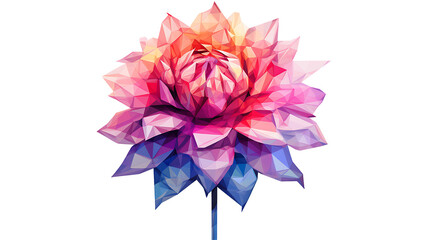 Polygonal flower on transparent background. Geometric polygonal flower png